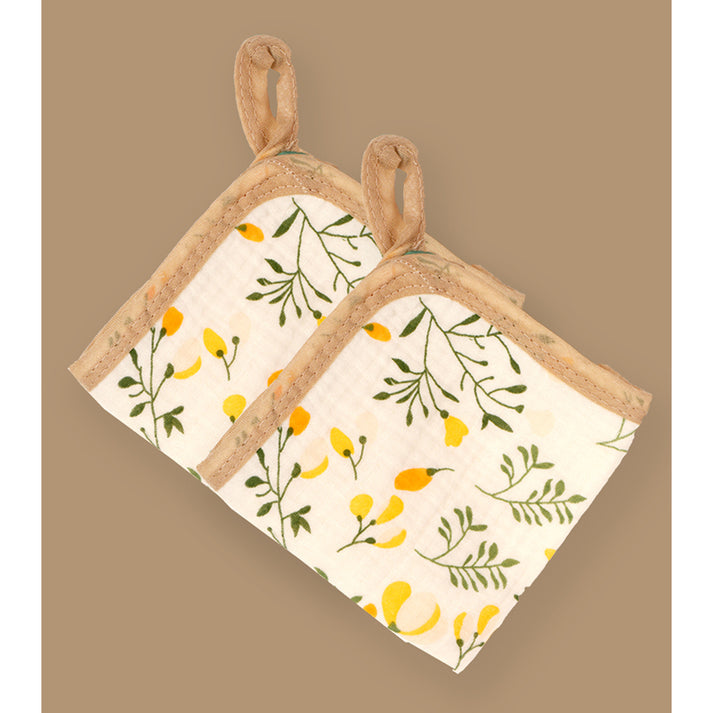Little Surprise Box,Yellow Flower muslin cotton blanket with 2 matching Napkins for Newborn & Infants
