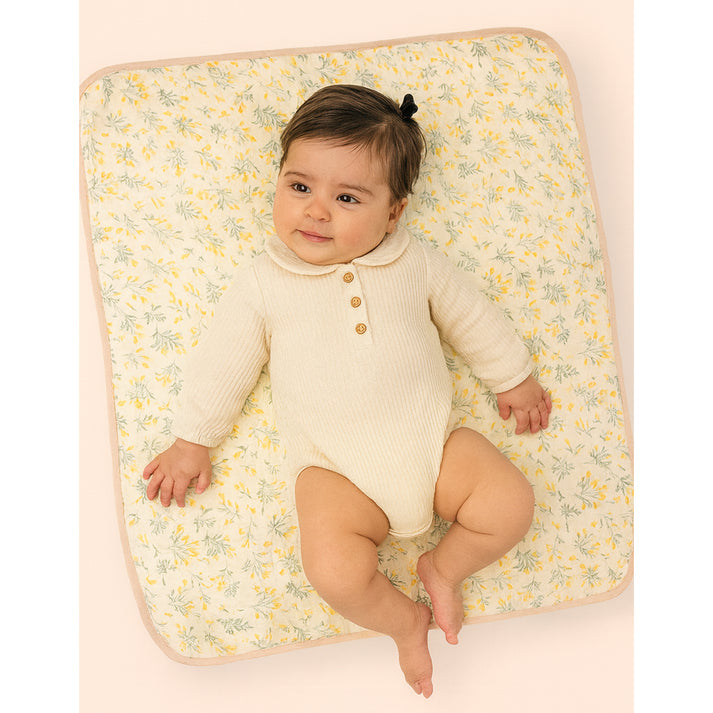 Little Surprise Box,Yellow Flower muslin cotton blanket with 2 matching Napkins for Newborn & Infants