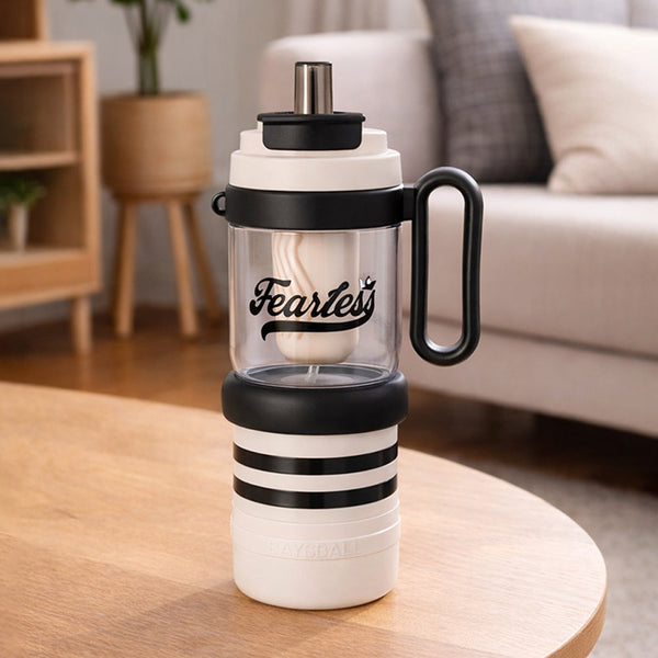Black White 4 in one Water Bottle  infuser & mini snack box for teens and Adults, 1000ml