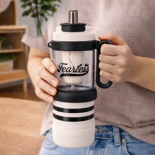 Black White 4 in one Water Bottle  infuser & mini snack box for teens and Adults, 1000ml