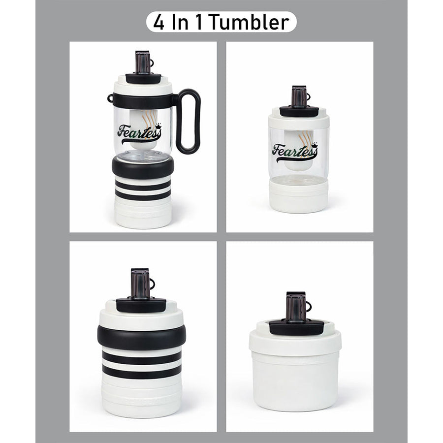 Black White 4 in one Water Bottle  infuser & mini snack box for teens and Adults, 1000ml