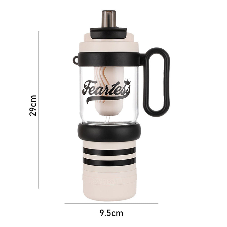 Black White 4 in one Water Bottle  infuser & mini snack box for teens and Adults, 1000ml