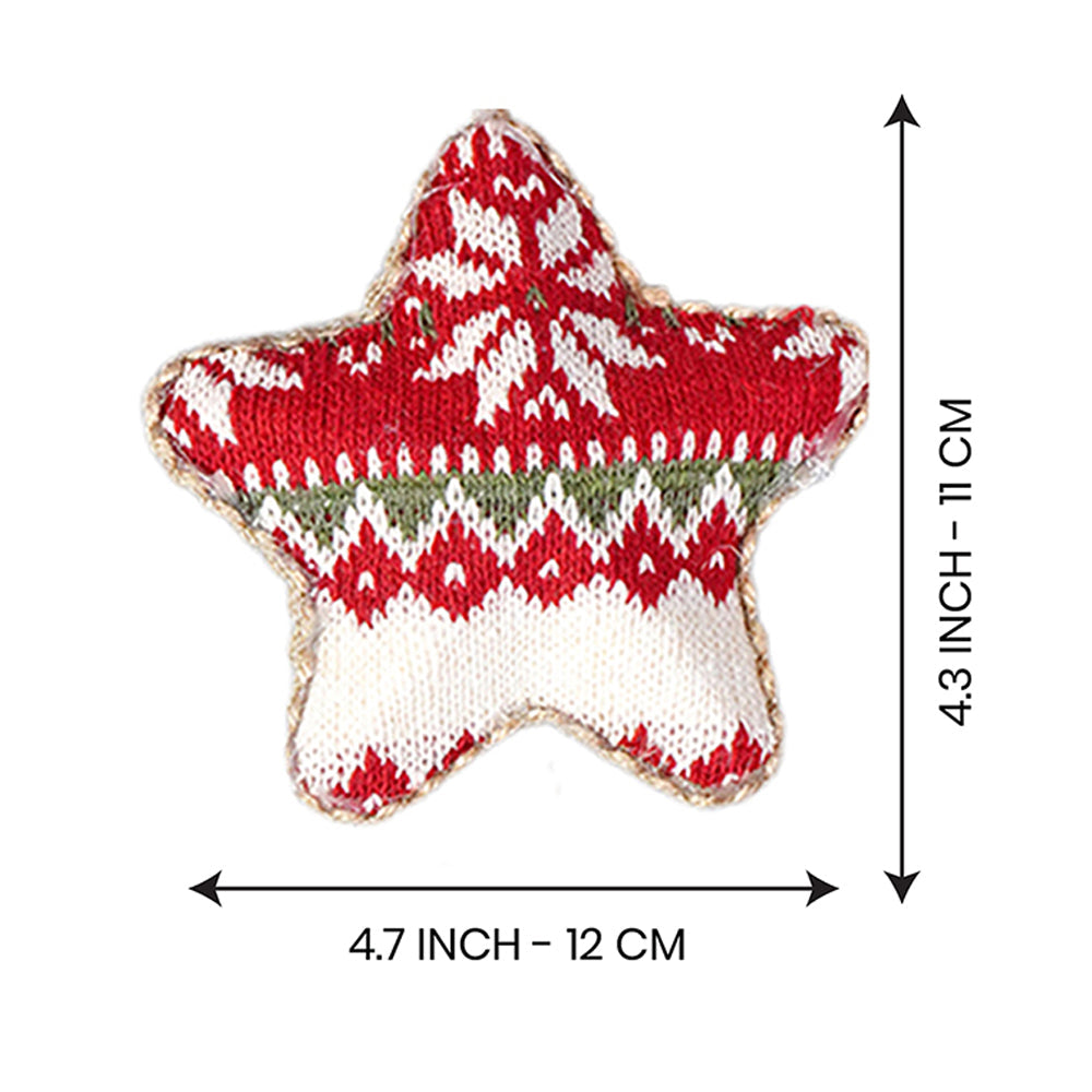 6 pcs Red Knitted Snowflakes themed Christmas Tree Ornaments
