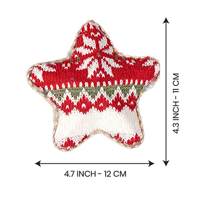 6 pcs Red Knitted Snowflakes themed Christmas Tree Ornaments