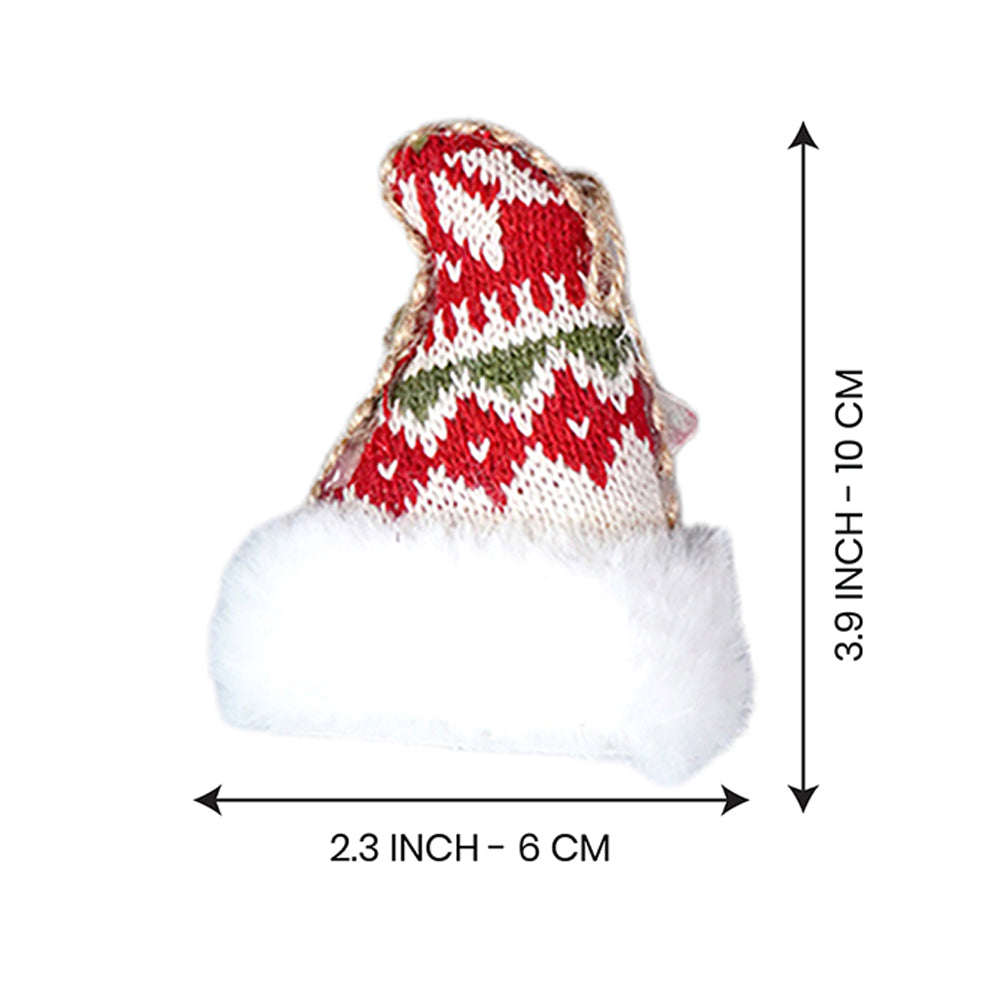 6 pcs Red Knitted Snowflakes themed Christmas Tree Ornaments
