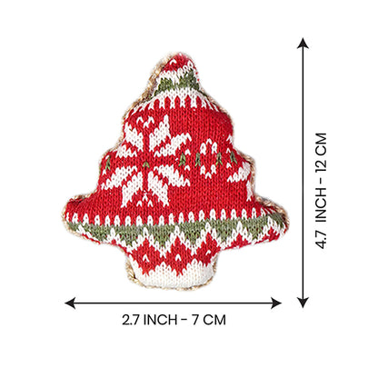 6 pcs Red Knitted Snowflakes themed Christmas Tree Ornaments