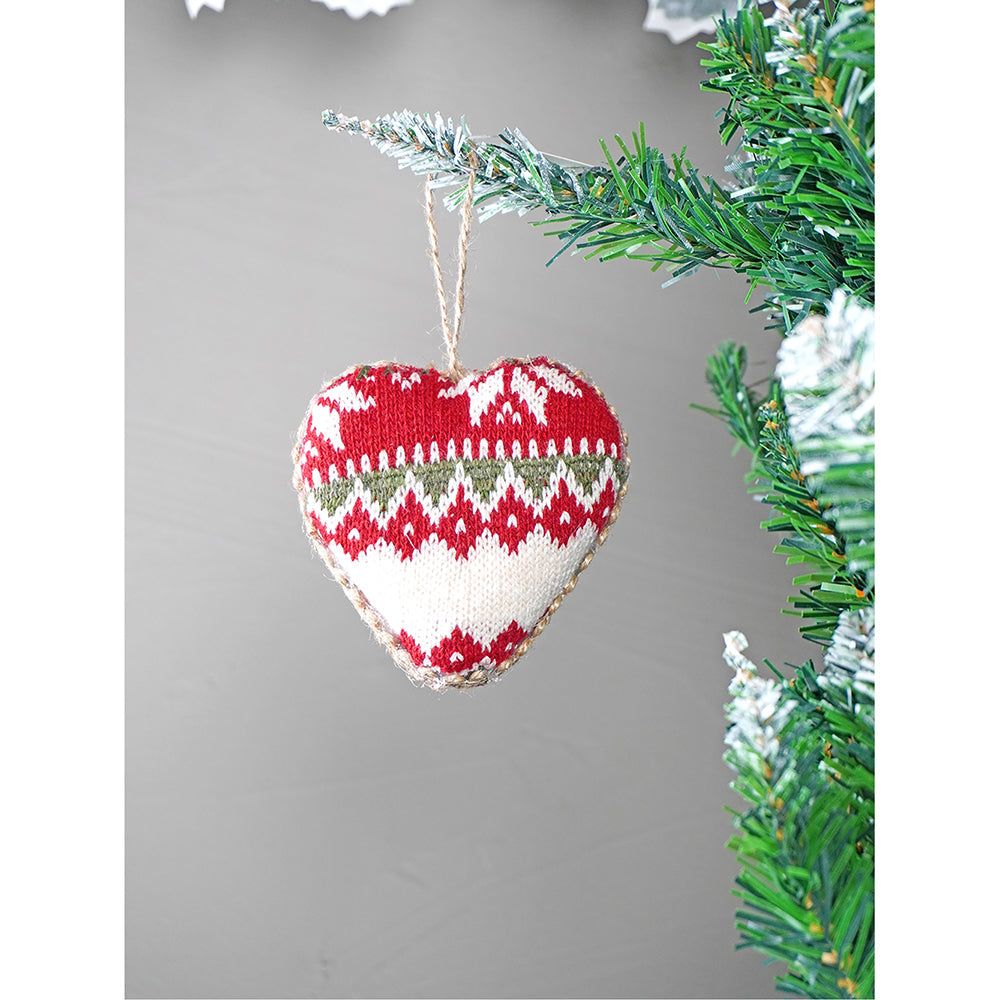 6 pcs Red Knitted Snowflakes themed Christmas Tree Ornaments