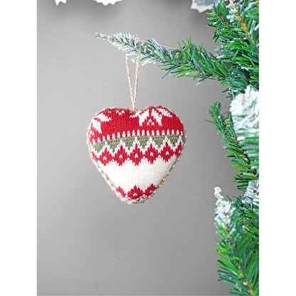 6 pcs Red Knitted Snowflakes themed Christmas Tree Ornaments
