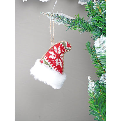 6 pcs Red Knitted Snowflakes themed Christmas Tree Ornaments