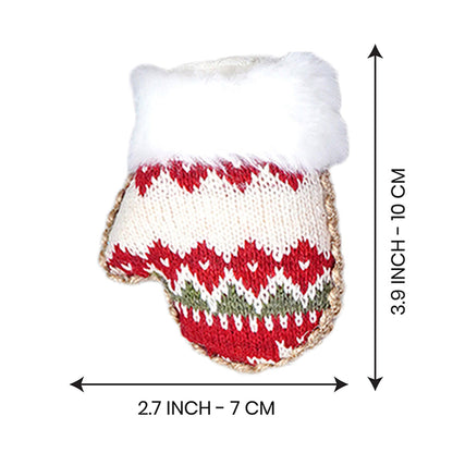 6 pcs Red Knitted Snowflakes themed Christmas Tree Ornaments