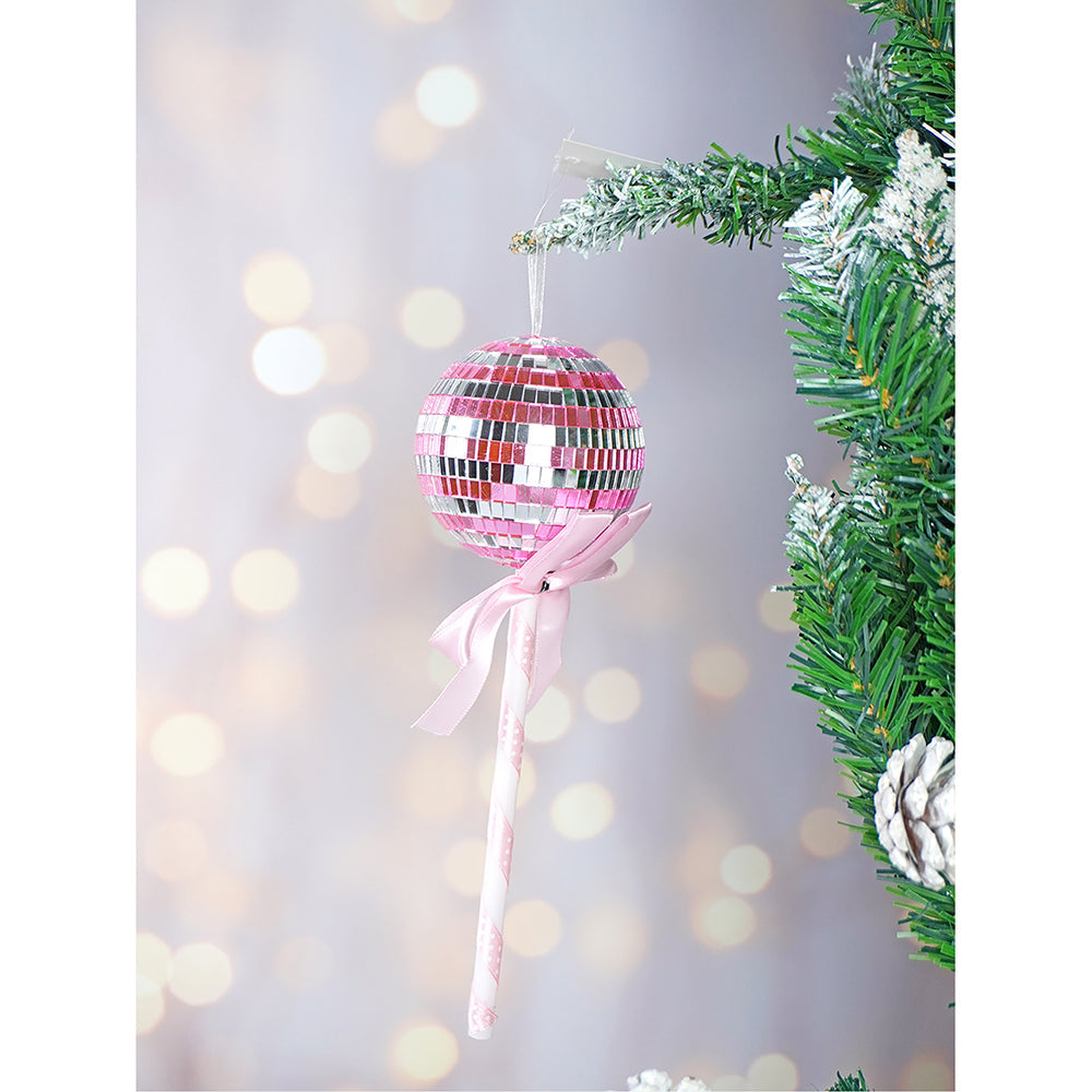 2 pcs Pink Shiny Disco themed Big Size candy shaped Christmas Tree Ornaments