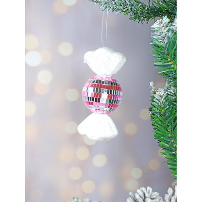 2 pcs Pink Shiny Disco themed Big Size candy shaped Christmas Tree Ornaments
