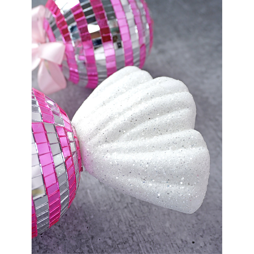 2 pcs Pink Shiny Disco themed Big Size candy shaped Christmas Tree Ornaments