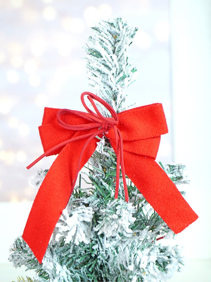 2 feet Red Swirl Frosty Bushy Christmas Tree filled with balls and ornament Fillers