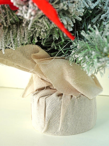 2 feet Red Swirl Frosty Bushy Christmas Tree filled with balls and ornament Fillers