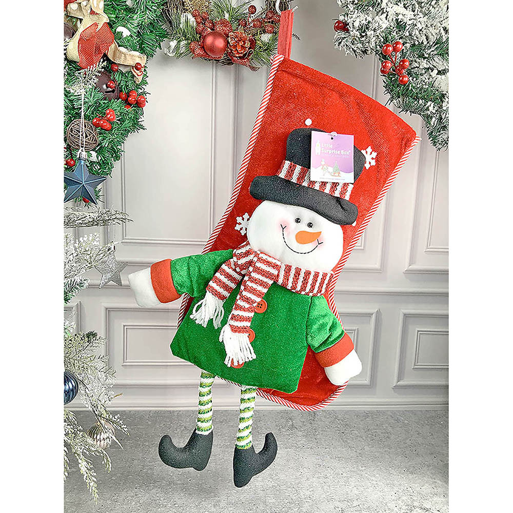 2 pcs set of Glitter Legs Santa & Snowman big size Christmas Stockings for Christmas Décor