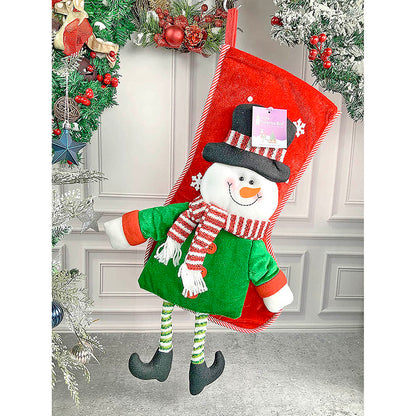 2 pcs set of Glitter Legs Santa & Snowman big size Christmas Stockings for Christmas Décor