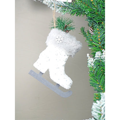 3 pcs Silver Furry Winter Accessories themed Christmas Tree Ornaments