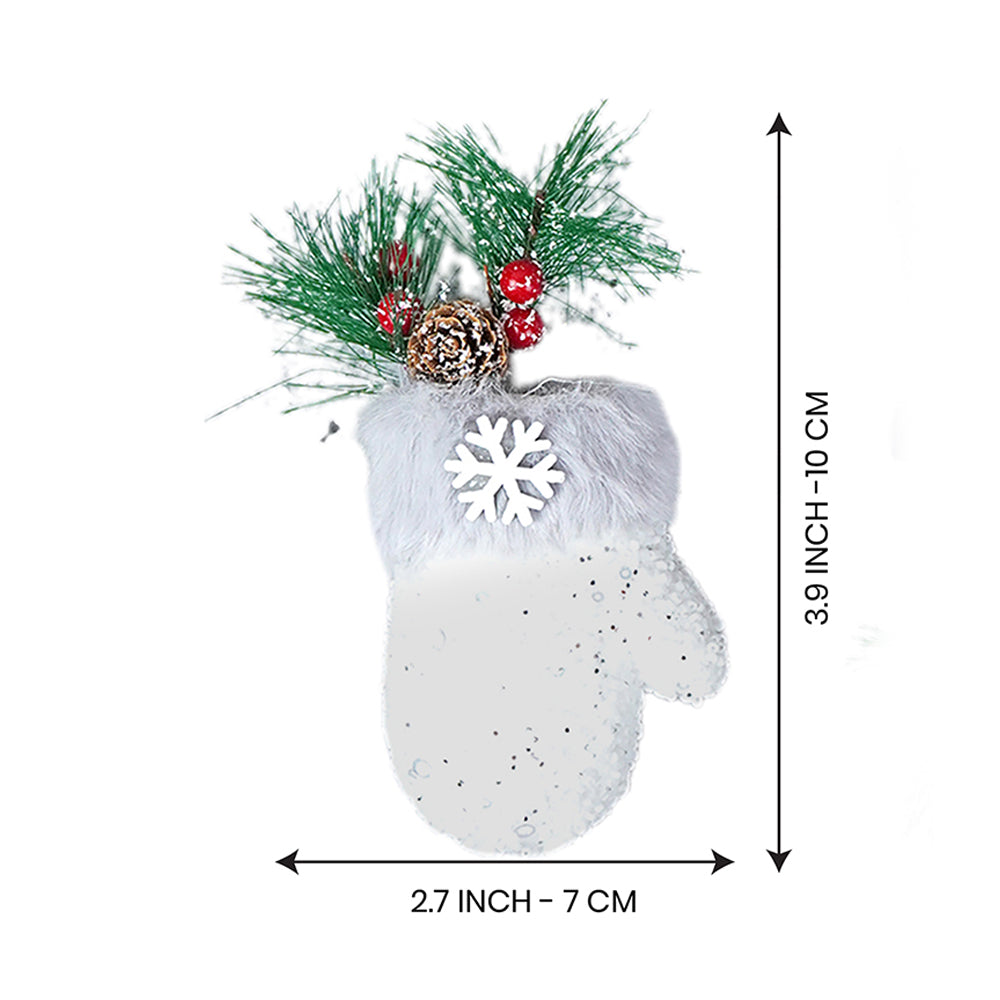 3 pcs Silver Furry Winter Accessories themed Christmas Tree Ornaments