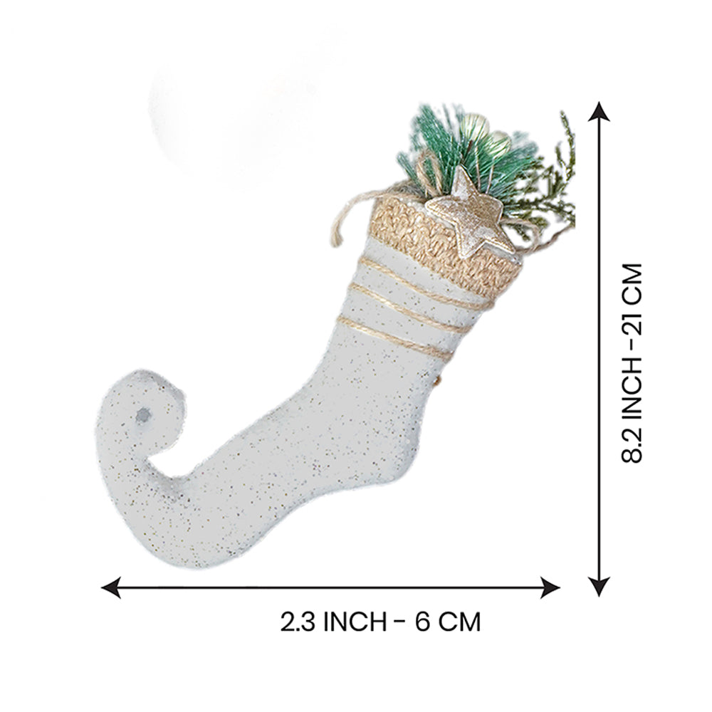 4 pcs Glitter Jute Snowy Elf themed Christmas Tree Ornaments