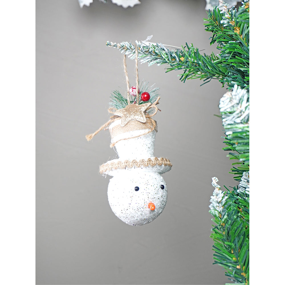 4 pcs Glitter Jute Snowy Elf themed Christmas Tree Ornaments