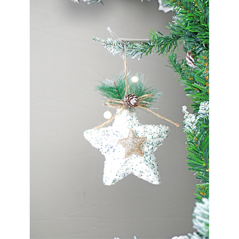 4 pcs Glitter Jute Snowy Elf themed Christmas Tree Ornaments