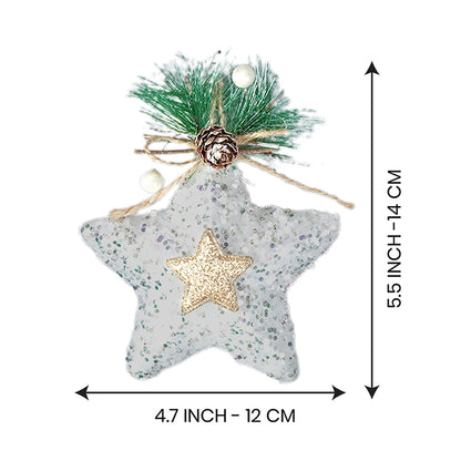 4 pcs Glitter Jute Snowy Elf themed Christmas Tree Ornaments