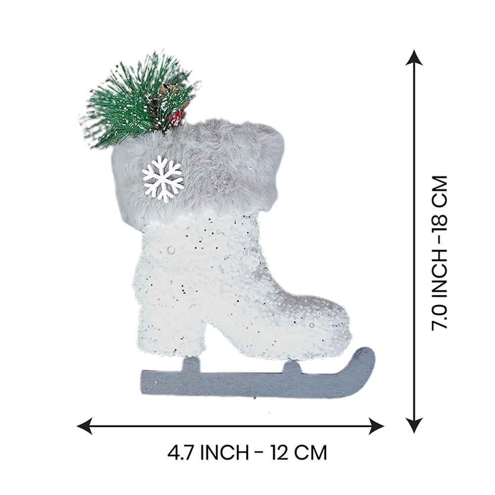 4 pcs Silver Furry Winter Accessories themed Christmas Tree Ornaments