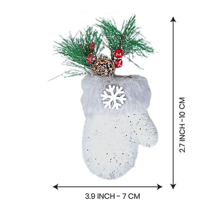 4 pcs Silver Furry Winter Accessories themed Christmas Tree Ornaments