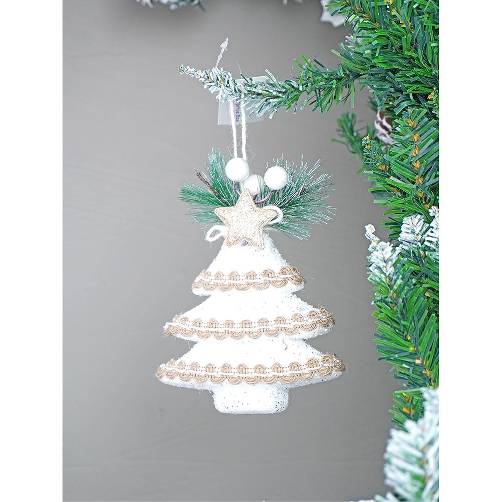 4 pcs Silver Furry Winter Accessories themed Christmas Tree Ornaments
