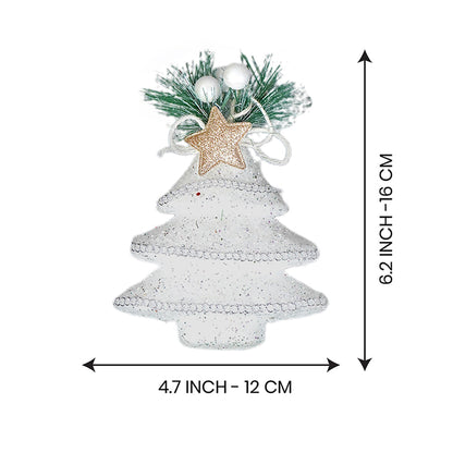 4 pcs Silver Furry Winter Accessories themed Christmas Tree Ornaments