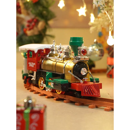 52pcs  Classic  electric Train Track set with Light and Sound for Christmas Tree Base Decor