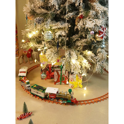 52pcs  Classic  electric Train Track set with Light and Sound for Christmas Tree Base Decor