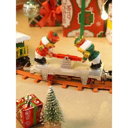 Little Surprise Box,52pcs  Classic  electric Train Track set with Light and Sound for Christmas Tree Base Decor