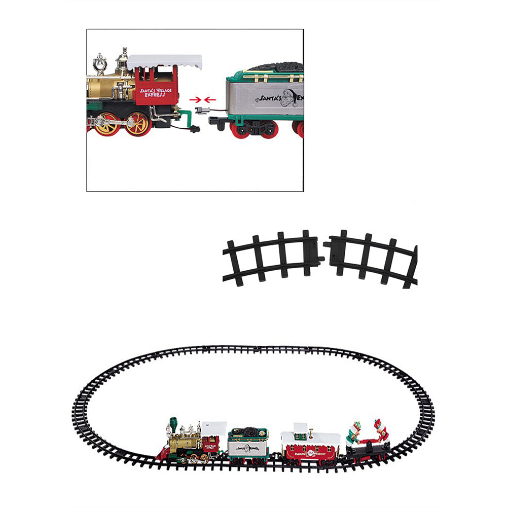 52pcs  Classic  electric Train Track set with Light and Sound for Christmas Tree Base Decor