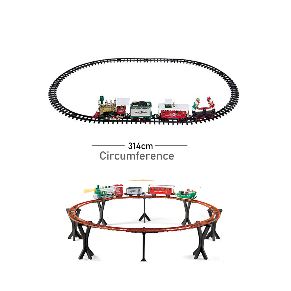 52pcs  Classic  electric Train Track set with Light and Sound for Christmas Tree Base Decor