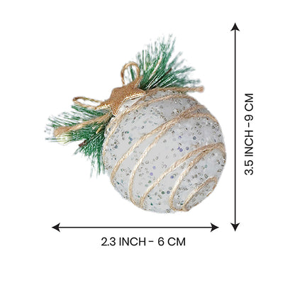 5 pcs Double Glitter Jute themed Christmas Tree Ornaments