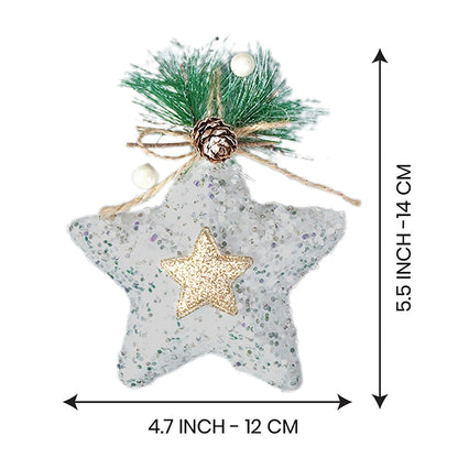 5 pcs Glitter Jute themed Christmas Tree Ornaments