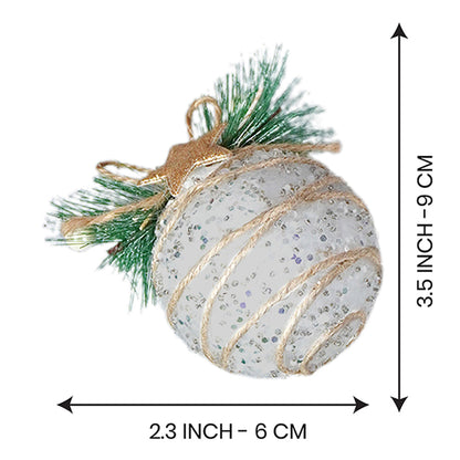 5 pcs Glitter Jute themed Christmas Tree Ornaments