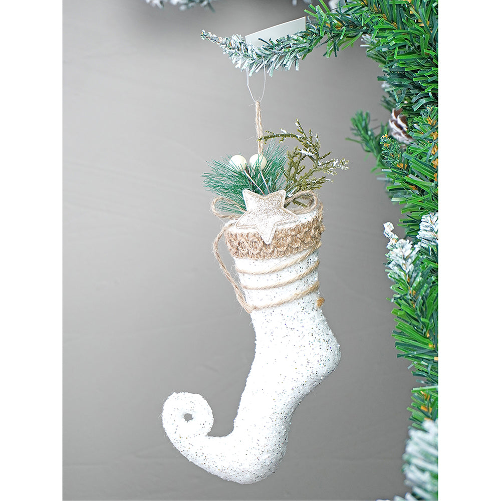 5 pcs Glitter Jute themed Christmas Tree Ornaments