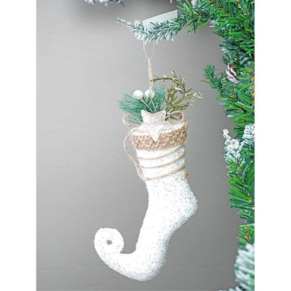 5 pcs Glitter Jute themed Christmas Tree Ornaments