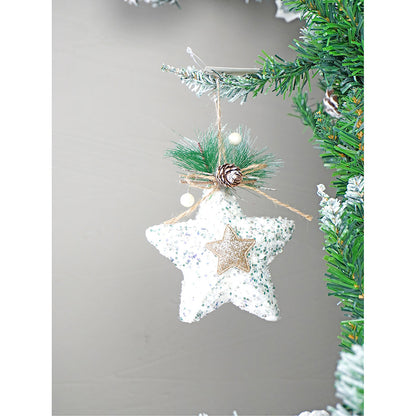 5 pcs Glitter Jute themed Christmas Tree Ornaments