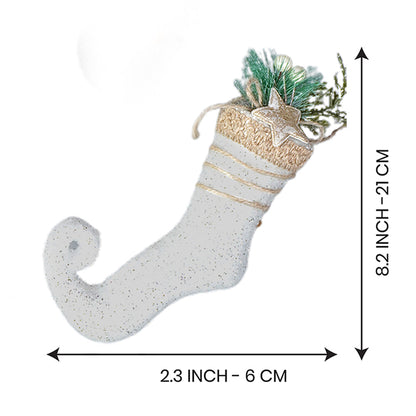 5 pcs Glitter Jute themed Christmas Tree Ornaments