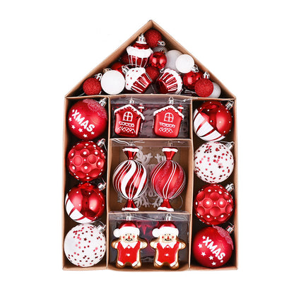 70 pcs Red & White gingerbread themed Christmas Balls tree hanging,Xmas Decoration set.