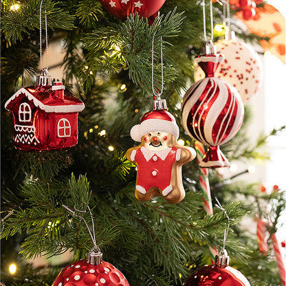 70 pcs Red & White gingerbread themed Christmas Balls tree hanging,Xmas Decoration set.
