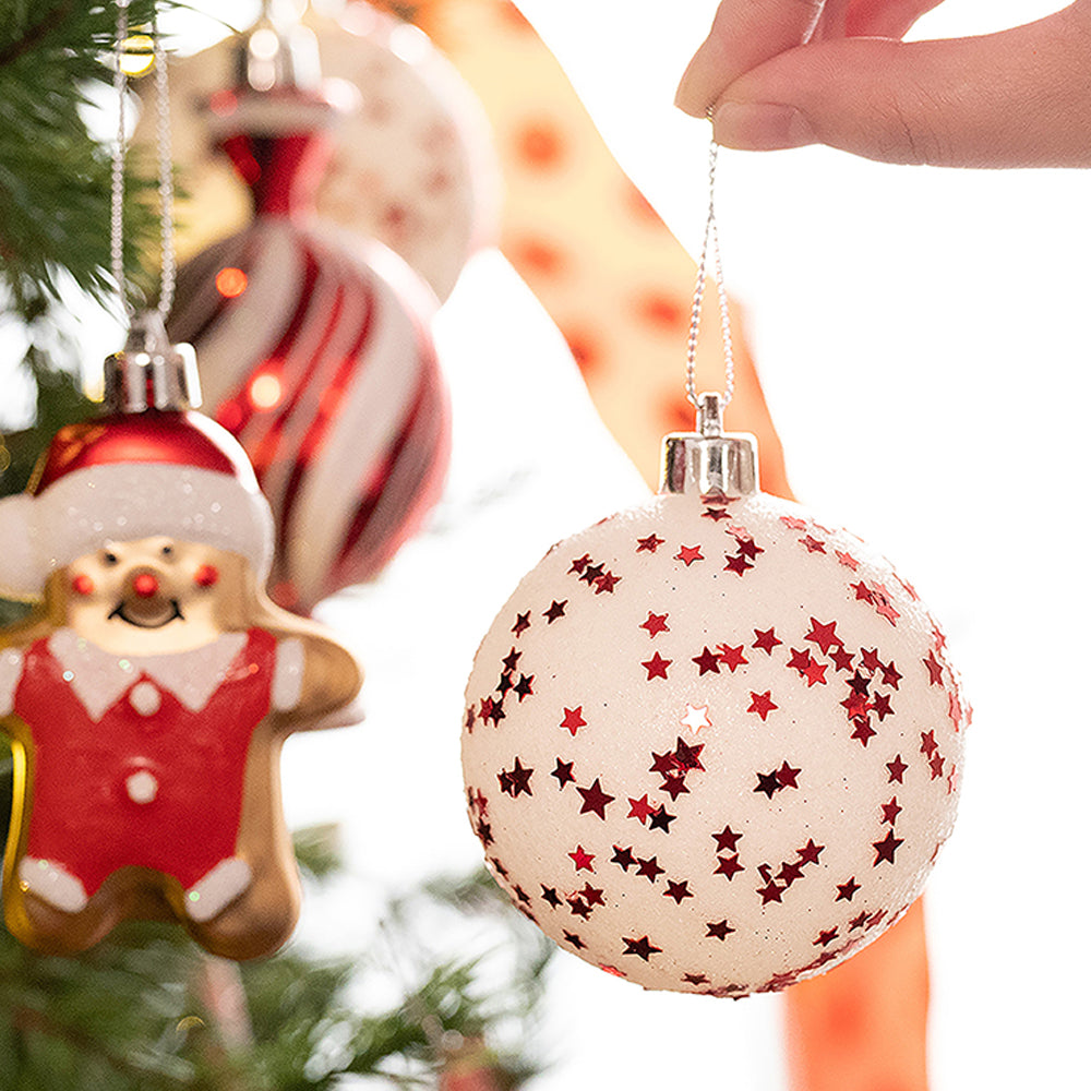 70 pcs Red & White gingerbread themed Christmas Balls tree hanging,Xmas Decoration set.