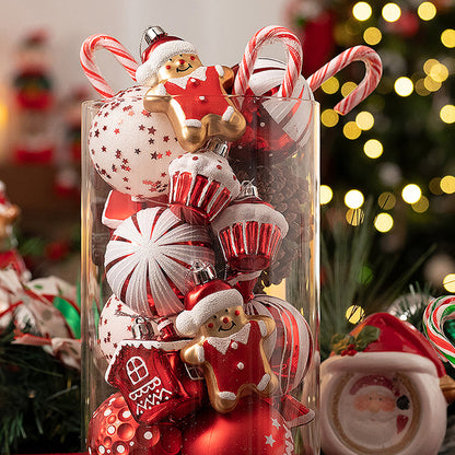 70 pcs Red & White gingerbread themed Christmas Balls tree hanging,Xmas Decoration set.