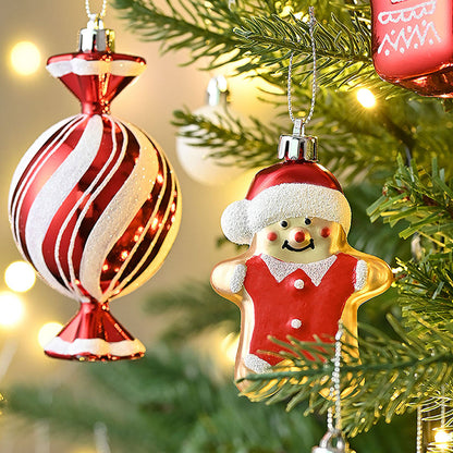 70 pcs Red & White gingerbread themed Christmas Balls tree hanging,Xmas Decoration set.