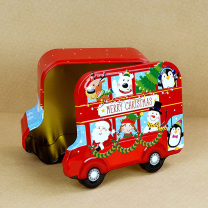 7 Pcs Premium Christmas Gift Combo Set– Red Bus Tin with Notebook, Elf Hat, Wrist Band & Accessories