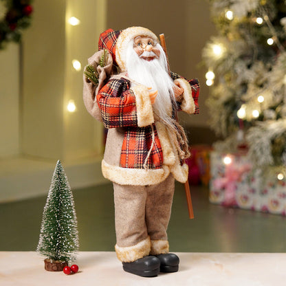 17.5 inches Beige Furry Coat Santa Christmas Home & Table Décor